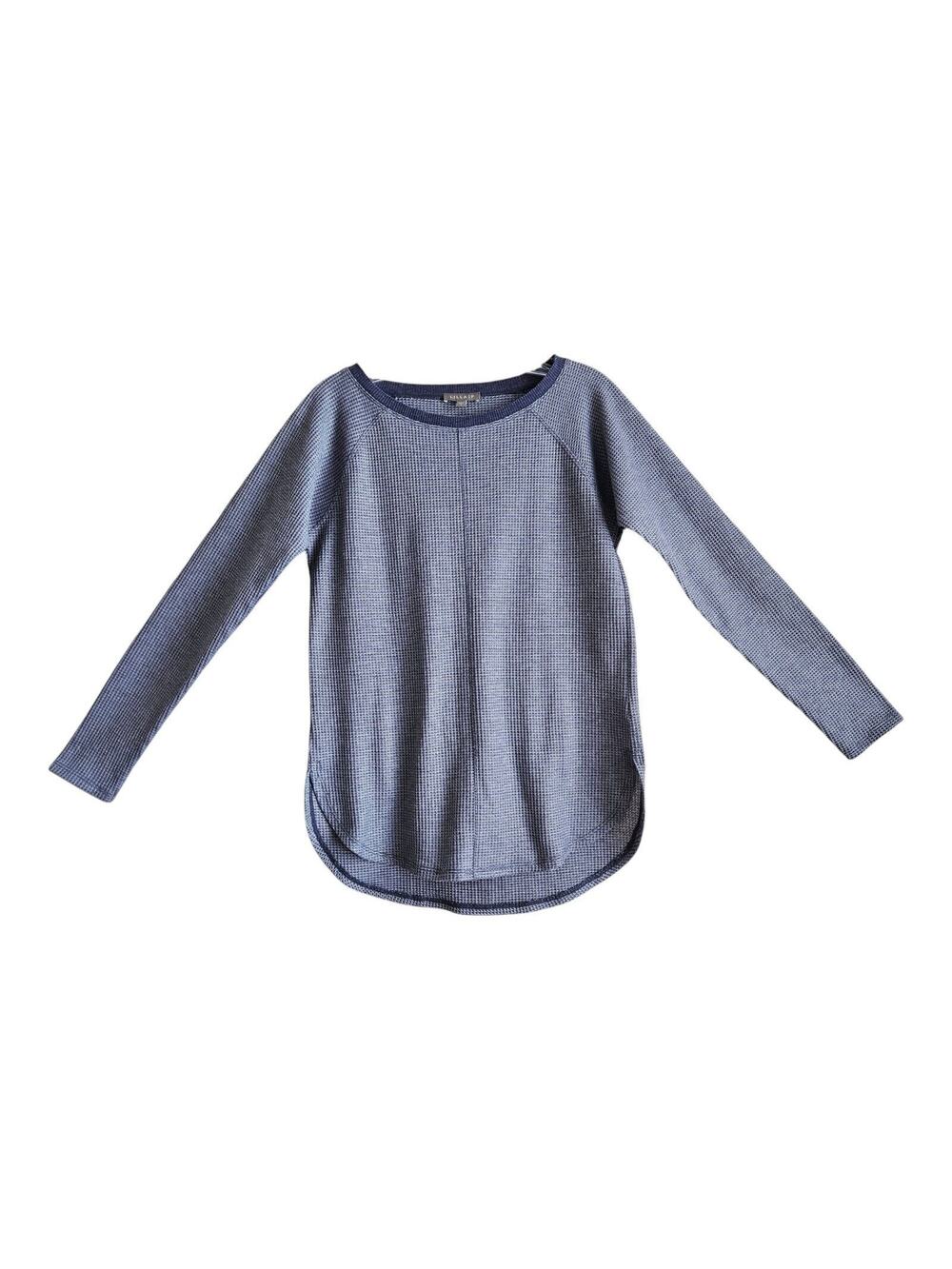 ANTHROPOLGIE Lilla P Women's S Top Waffle Knit Long Sleeve Curved Hem 36"